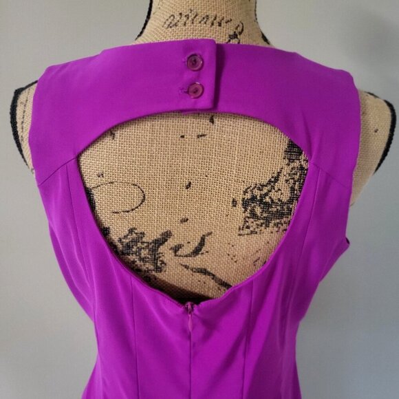 KIM ROGERS Sleeveless Magenta Midi Dress With Open Back & Pleated Skirt US 10 - Picture 5 of 9